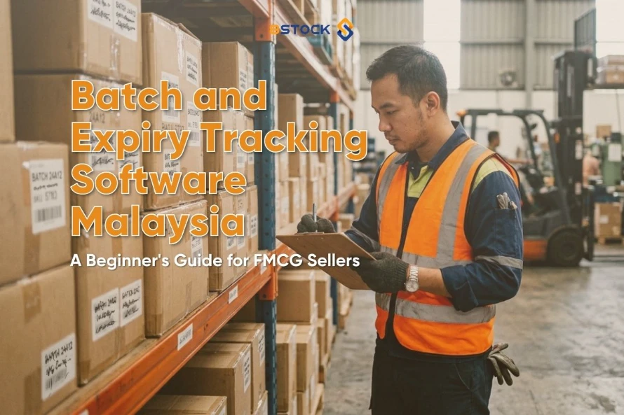 Malaysian warehouse worker in their 30s, wearing an orange hi-vis vest