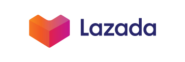 Lazada logo with a pink-orange heart-shaped icon and the word Lazada