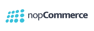 nopCommerce logo featuring a teal grid icon and the word 'nopCommerce' in dark blue text.